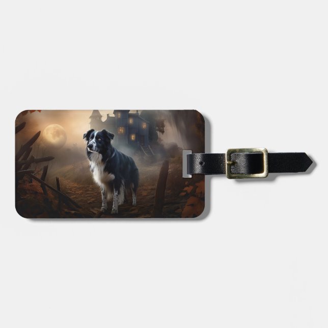 Border Collie Halloween Scary  Luggage Tag (Front Horizontal)