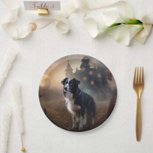 Border Collie Halloween Scary Paper Plates