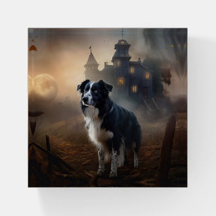 Border Collie Halloween Scary  Paperweight