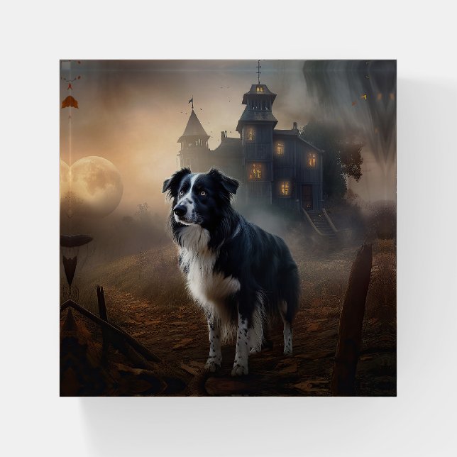 Border Collie Halloween Scary  Paperweight (Front)