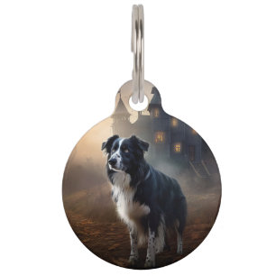 Border Collie Halloween Scary Pet ID Tag