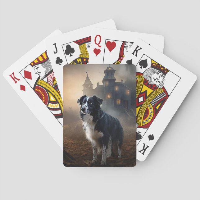 Border Collie Halloween Scary  Poker Cards (Back)