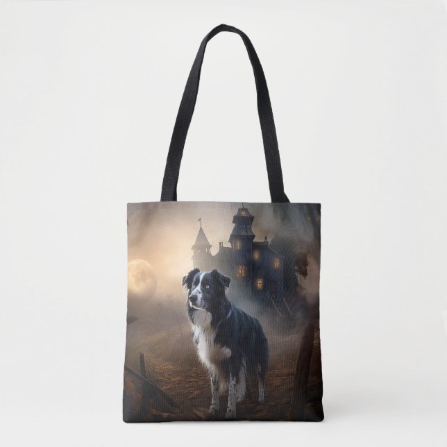 Border Collie Halloween Scary  Tote Bag (Front)