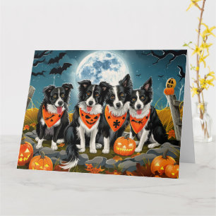Border Collie Halloween Spooky Card