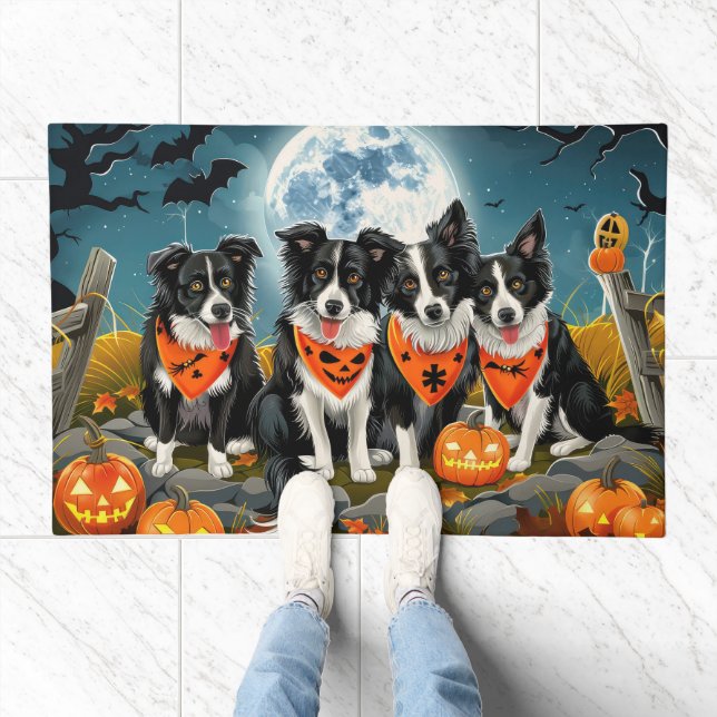 Border Collie Halloween Spooky Doormat (Indoor)