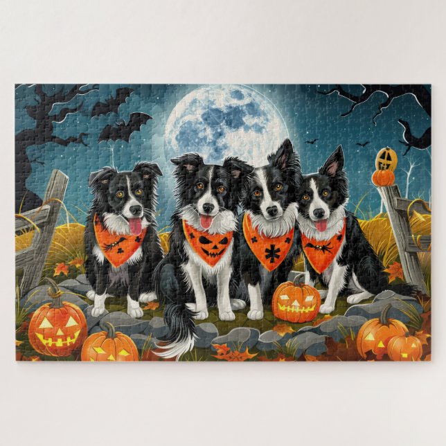 Border Collie Halloween Spooky Jigsaw Puzzle (Horizontal)