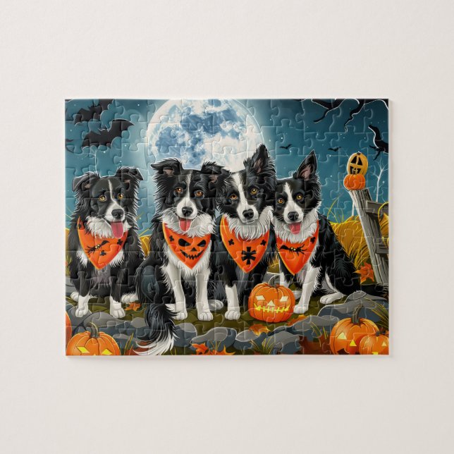 Border Collie Halloween Spooky Jigsaw Puzzle (Horizontal)