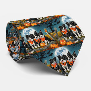 Border Collie Halloween Spooky Neck Tie