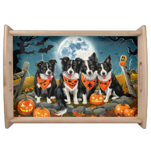 Border Collie Halloween Spooky Serving Tray