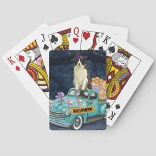 Border Collie Halloween Truck Scary Night Poker Cards