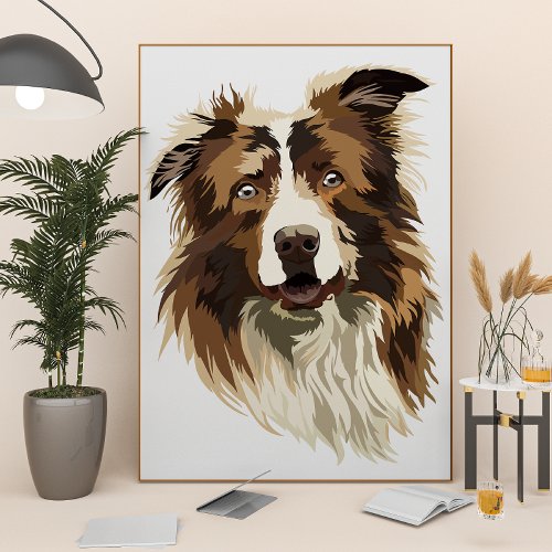 Border Collie Hand_Painted Illustration Poster