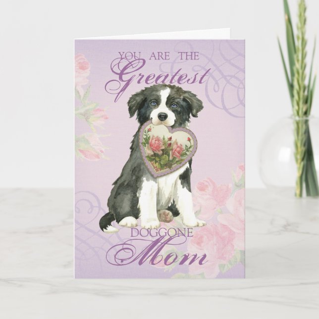 Border Collie Heart Mom Card (Front)