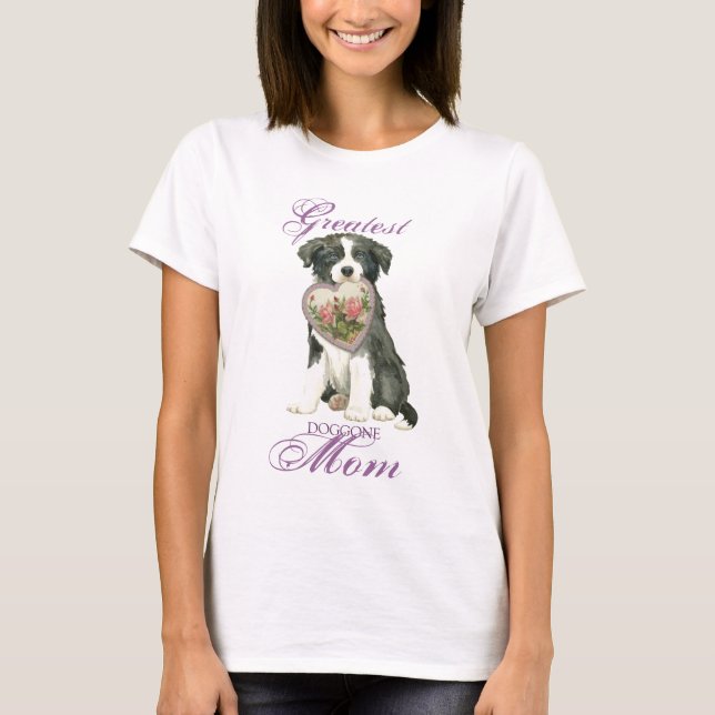 Border Collie Heart Mom T-Shirt (Front)