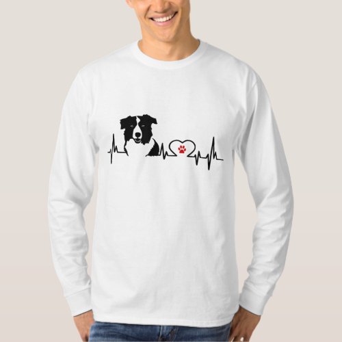 Border Collie Heartbeat Heart Line Gift Idea T_Shirt