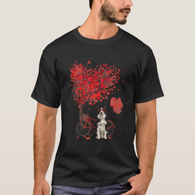 Border Collie Hearts Valentine Pet Puppy Dog Lover T-Shirt (Front)