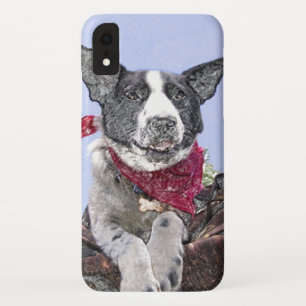 Border Collie Heeler Mix Rescue Dog Sketch Art iPhone XR Case