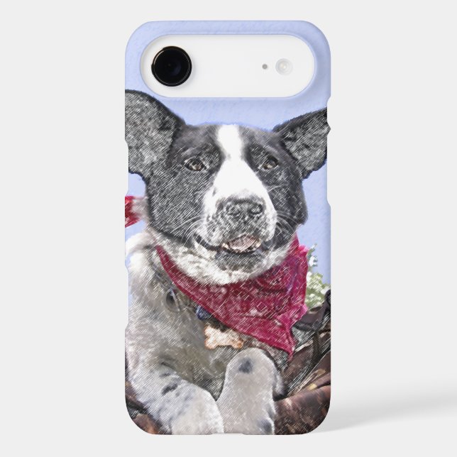 Border Collie Heeler Mix Rescue Dog Sketch Art Case-Mate iPhone Case (Back)