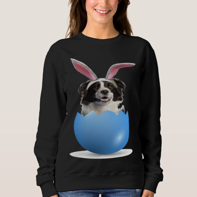 Border Collie Herding Dog Easter Bunny Egg Hunting Sweatshirt (Front)