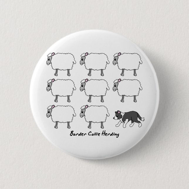 Border Collie Herding Sheep Button (Front)