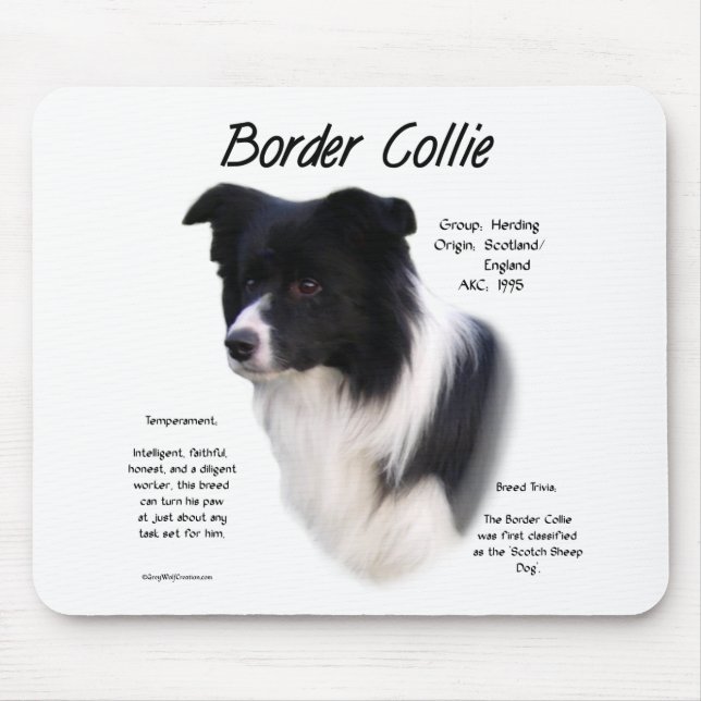 Border Collie History Design Mouse Pad (Front)