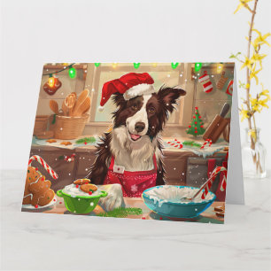 Border Collie Holiday Baking: Festive Christmas Card