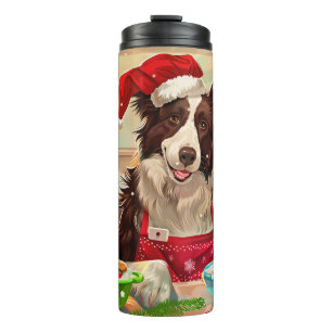 Border Collie Holiday Baking: Festive Christmas Thermal Tumbler