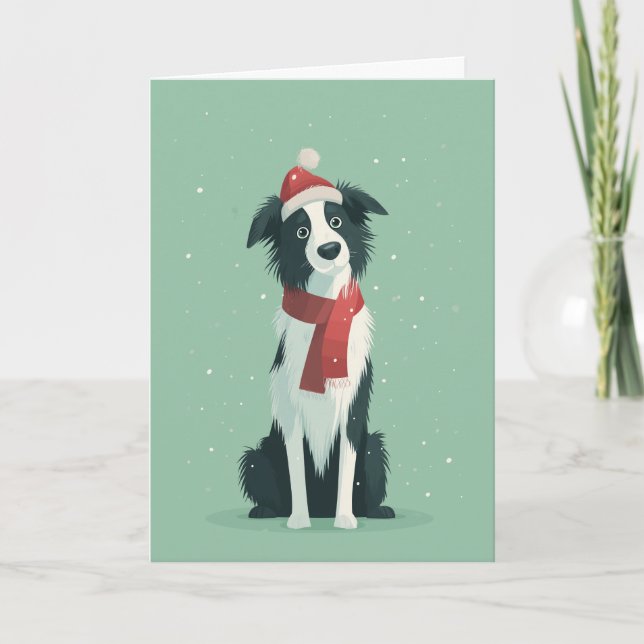 Border Collie Holiday Greeting Card (Front)