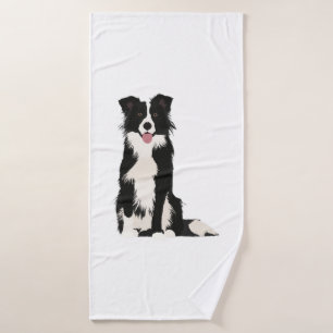 Border Collie Illustration! Bath Towel