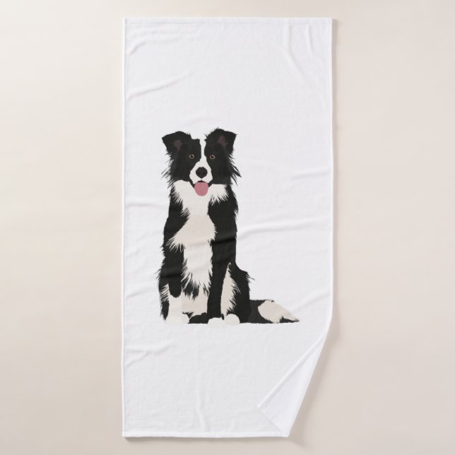 Border Collie Illustration! Bath Towel (Bath Towel)