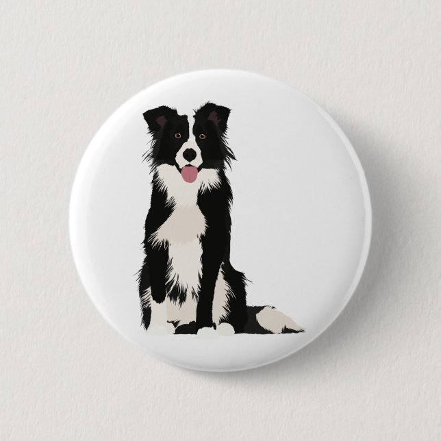 Border Collie Illustration! Button (Front)
