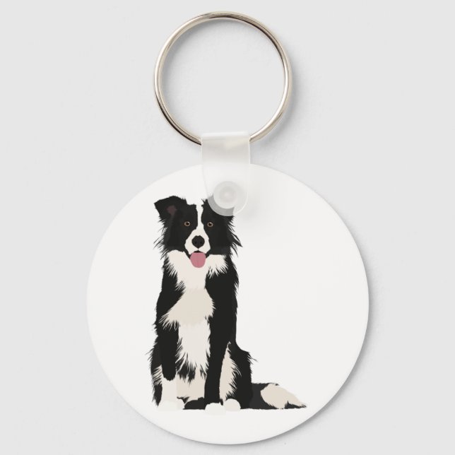 Border Collie Illustration! Keychain (Front)