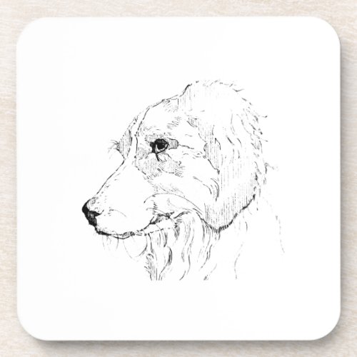 Border Collie Illustration – Minimalist Art Beverage Coaster