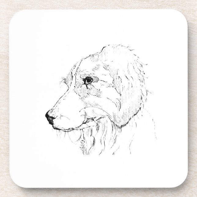 Border Collie Illustration – Minimalist Art Beverage Coaster (Front)