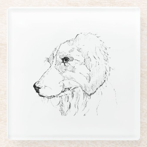 Border Collie Illustration – Minimalist Art Glass Coaster