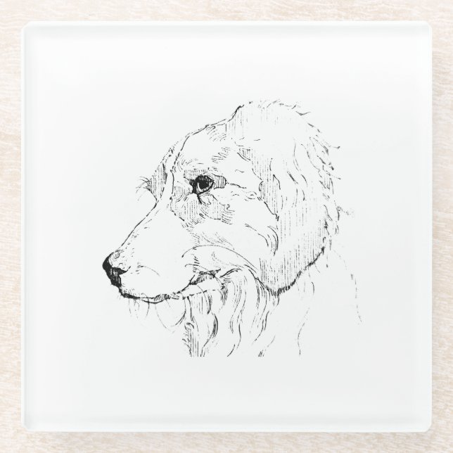 Border Collie Illustration – Minimalist Art Glass Coaster (Front)