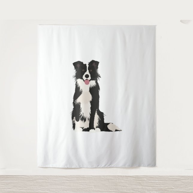 Border Collie Illustration! Tapestry (Front)