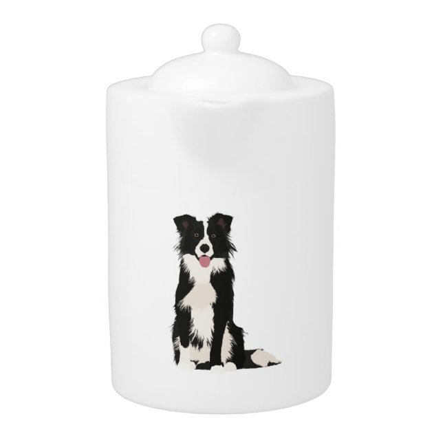 Border Collie Illustration! Teapot (Front)