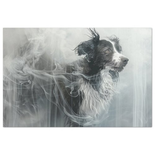 Border Collie in a Cloud of Smoke Decoupage Tissue Paper