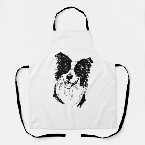 Border Collie in Black and White   Apron