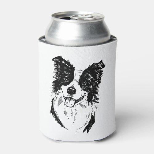 Border Collie in Black and White   Can Cooler