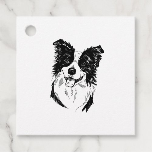 Border Collie in Black and White   Favor Tags