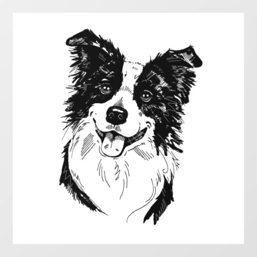 Border Collie in Black and White   Floor Decals