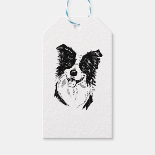 Border Collie in Black and White   Gift Tags