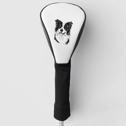 Border Collie in Black and White   Golf Head Cover