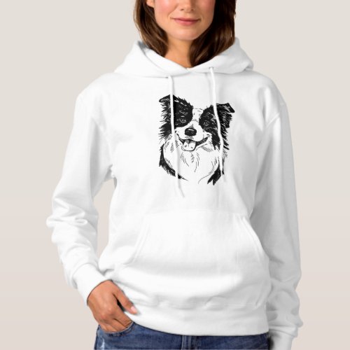 Border Collie in Black and White   Hoodie