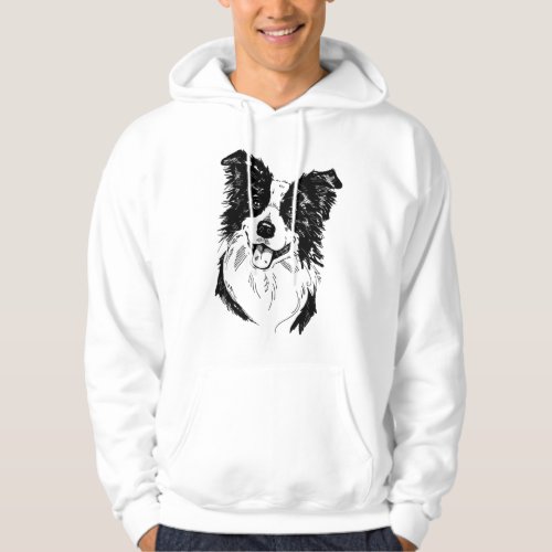 Border Collie in Black and White   Hoodie