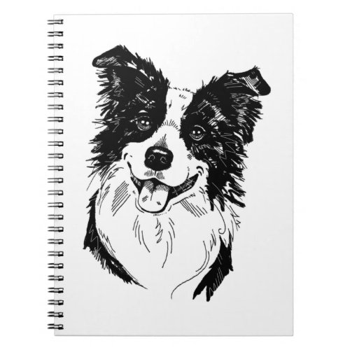 Border Collie in Black and White   Notebook
