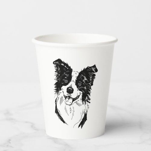 Border Collie in Black and White   Paper Cups