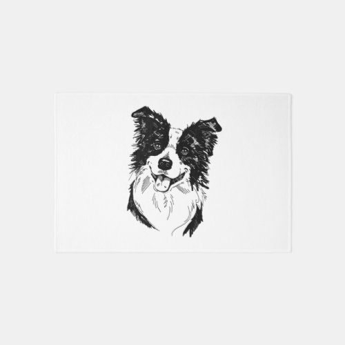 Border Collie in Black and White   Rug