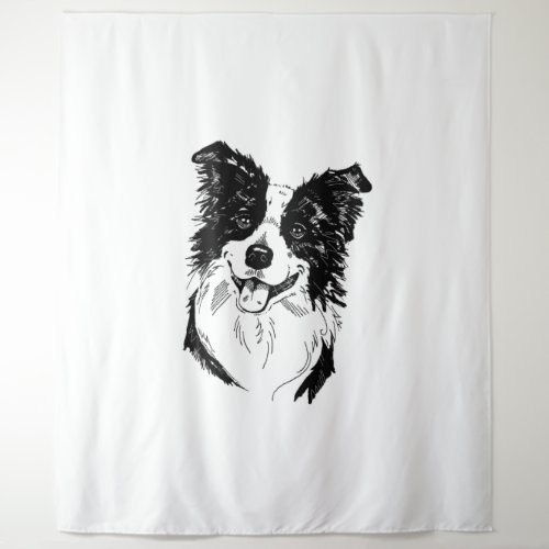 Border Collie in Black and White   Tapestry